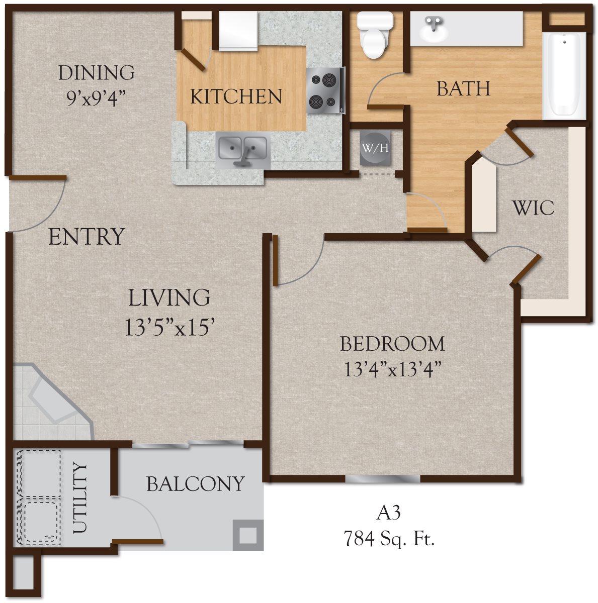 A3 One Bedroom/ One Bath | Bedroom | The Preserve at Westover Hills San Antonio Apartments
